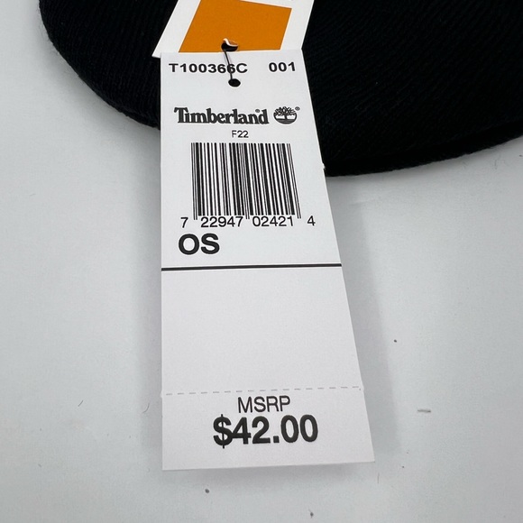 TIMBERLAND BLACK BEANIE, UNISEX, ONE SIZE FITS ALL, BEANIE WITH GREY ON THE CUFF - Picture 13 of 15